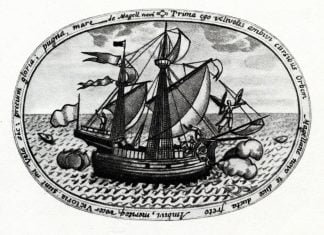 Die erste Weltumsegelung ein-Schiff-aus-der-Flotte-von-Magellan